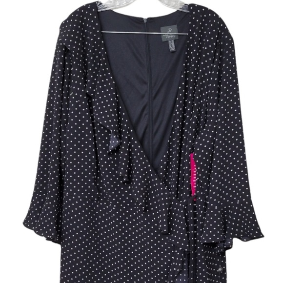 Adrianna Papell Pindot Printed Ruffle Wrap Black & White Dress. NWT! Sz 22W. - Picture 4 of 15